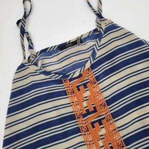 THML‎ Anthropologie Women's M Medium Drape Blue Stripe Tank Top